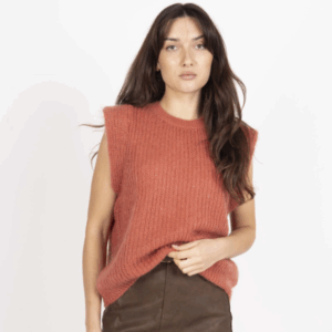Pull sans manche en Mohair Marron