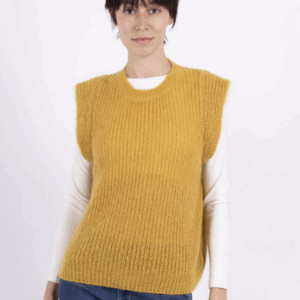 Pull sans manche en Mohair Moutarde