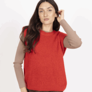 Pull sans manche en Mohair Rouge